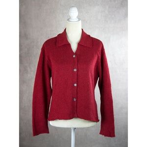 J. Jill Red Button Up Sweater M